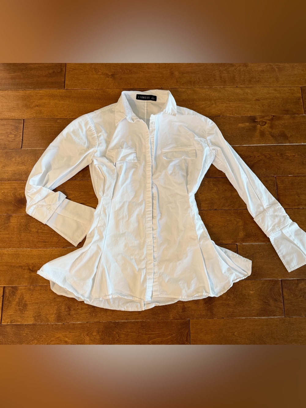 Lioness White Button-Down Shirt Dress Casual Comfy size Small